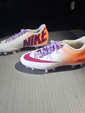 Nike Mercurial Vortex FG Soccer Cleats Women's Size 6 Rare White Orange PreOwned